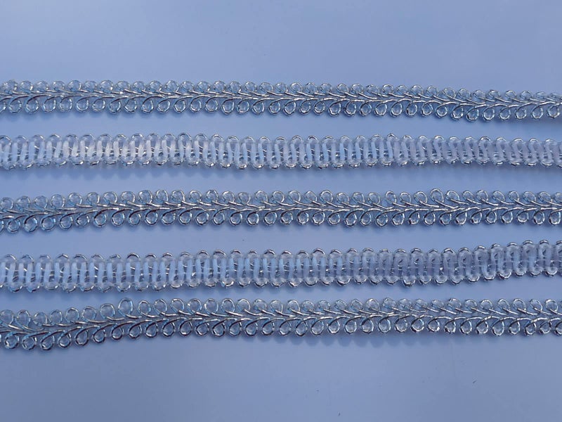 MONIDOOR 3/8 Inch Gimp Braid Trim 50 Yards for Upholstery Costume DIY Crafts (1314 Silver) - Image 3